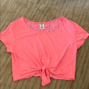 Hot Pink Knot Tie Crop Top